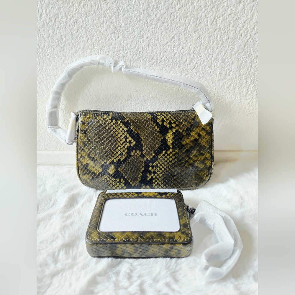 Coach Olive and Black Snake Print Bag and Wallet Set - Picture 4 of 9